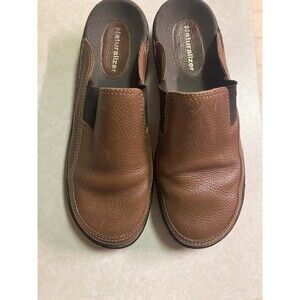 Naturalizer Womens Brown Leather Shoes Slip On Slides Mules Sz 9M